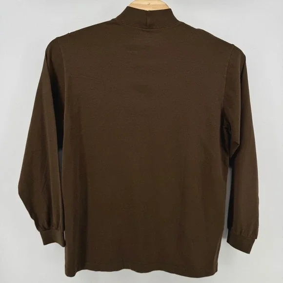Woolrich First Fork Mock Neck Large Wood Brown Long Sleeve Cotton Shirt 8089 - Picture 3 of 6